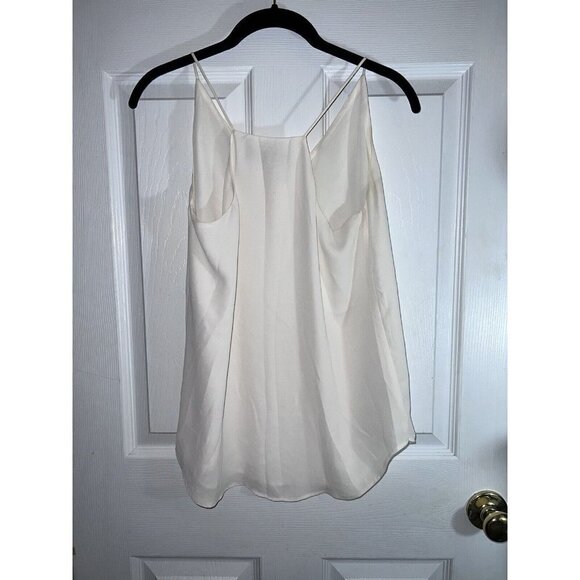 LOFT Off White Sleeveless V-Neck Spaghetti Strap Button Detail Flowy Top Sz XS - Picture 5 of 7